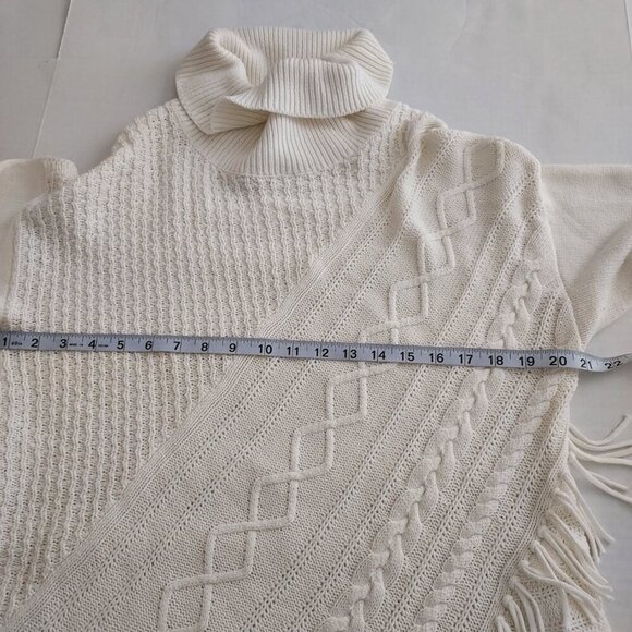 Chico's Turtleneck Cable Knit Ivory Tunic Sweater Size Large - Picture 7 of 9